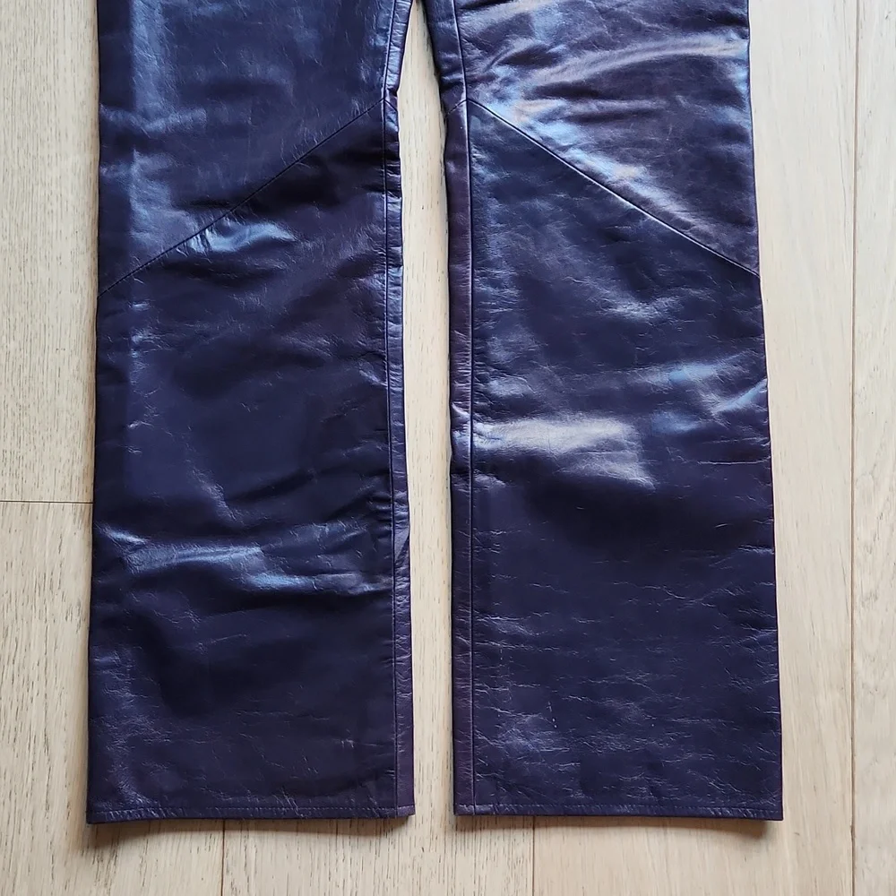 Vintage Elements by Vakko Leather Pants in Aubergine - Picture 11 of 15